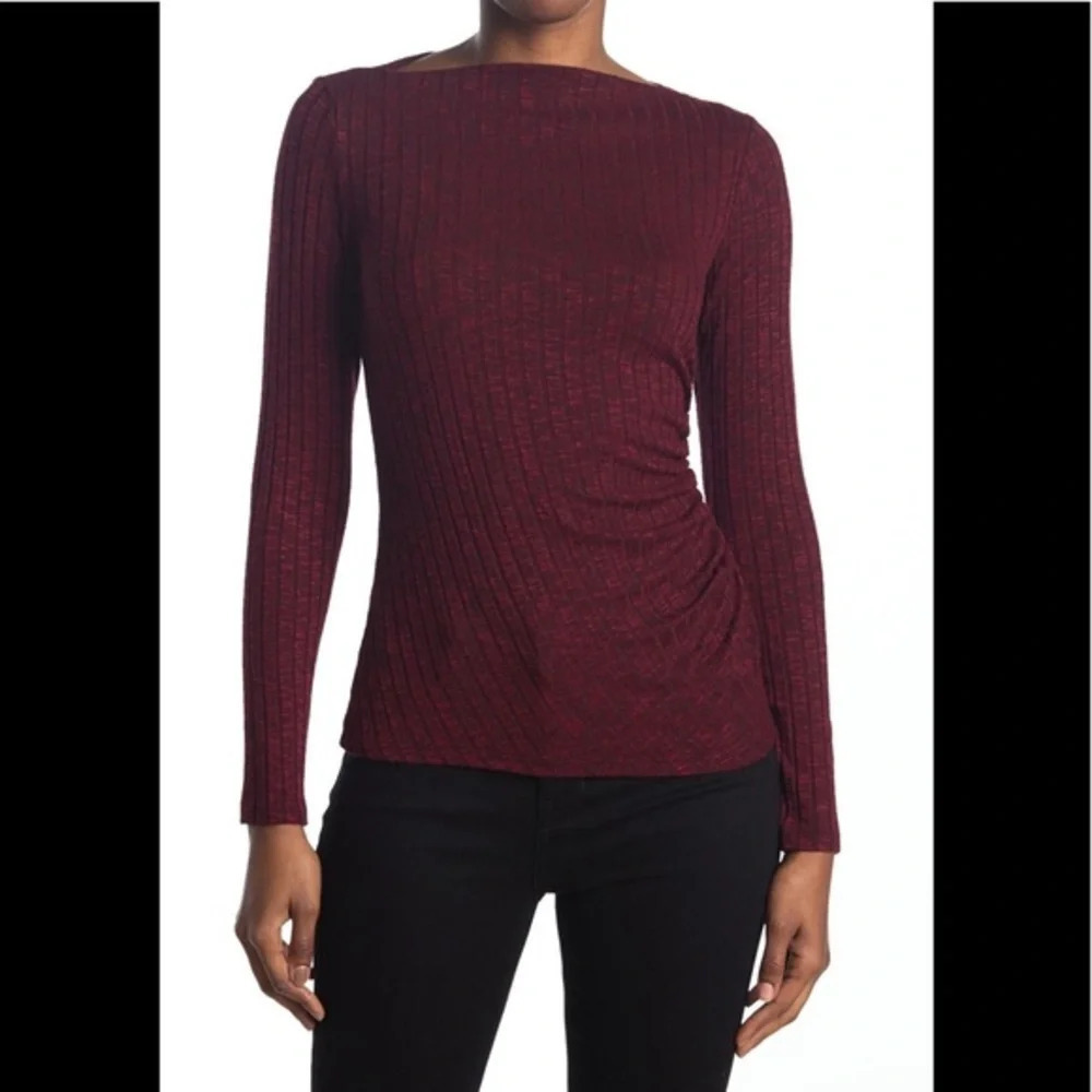 Michael Stars Jasper Poor Boy Long Sleeve Boatneck Top in Redwood, O/S, NWT